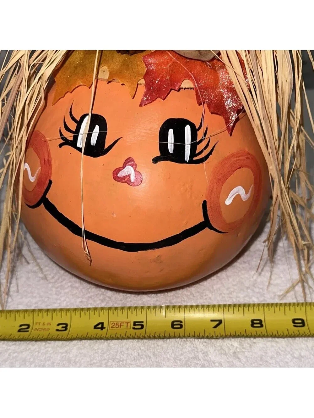 Halloween Jack O Lantern Pumpkin Hand Painted Gourd Folk Art Fall Thanksgiving